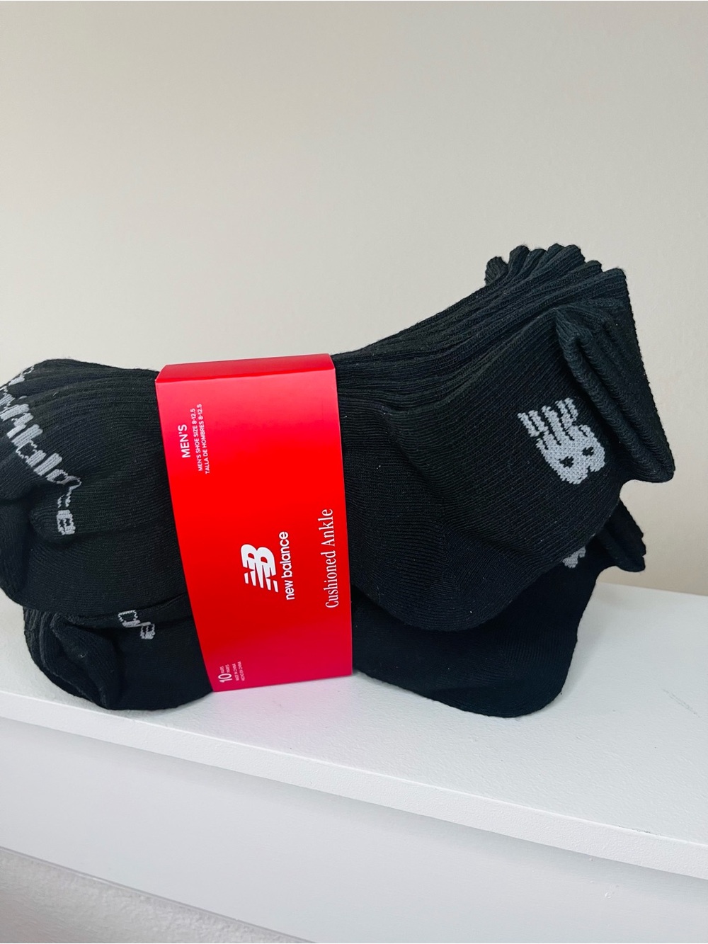 NBA Black Cushioned Ankle Socks with Logo - Pack 10 pair 8-12.5 size